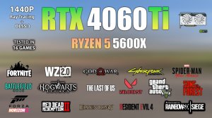 RTX 4060 Ti Тест в 16 играх в разрешении 1440p с Трассировка лучей и DLSS 3
