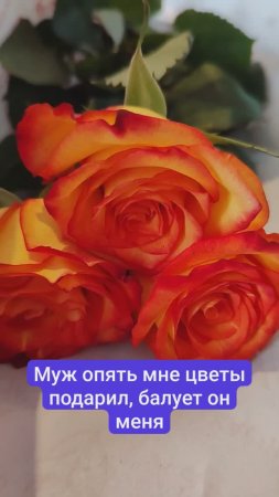 Муж опять мне цветы подарил, балует он меня