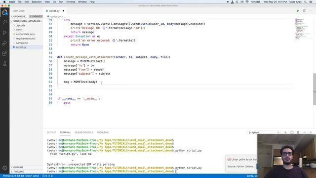 Using Gmail's API To Send Attachment Email Using Python