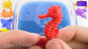 Морские Животные для детей|Название морских животные|Учим цвета морских животных|Слизь сюрприз