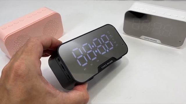 Портативная Bluetooth колонка/ радио/настольные часы/колонка с часами/ микро SD, термометр, зеркало