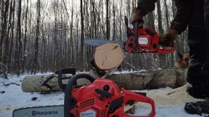HUSQVARNA 135 mark II vs. HUSQVARNA 120 mark II test cutting firewood