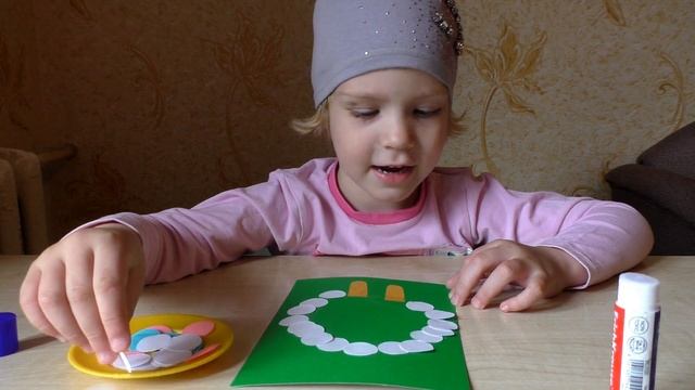 Овечка из кругов. Аппликация из цветной бумаги. смотреть онлайн