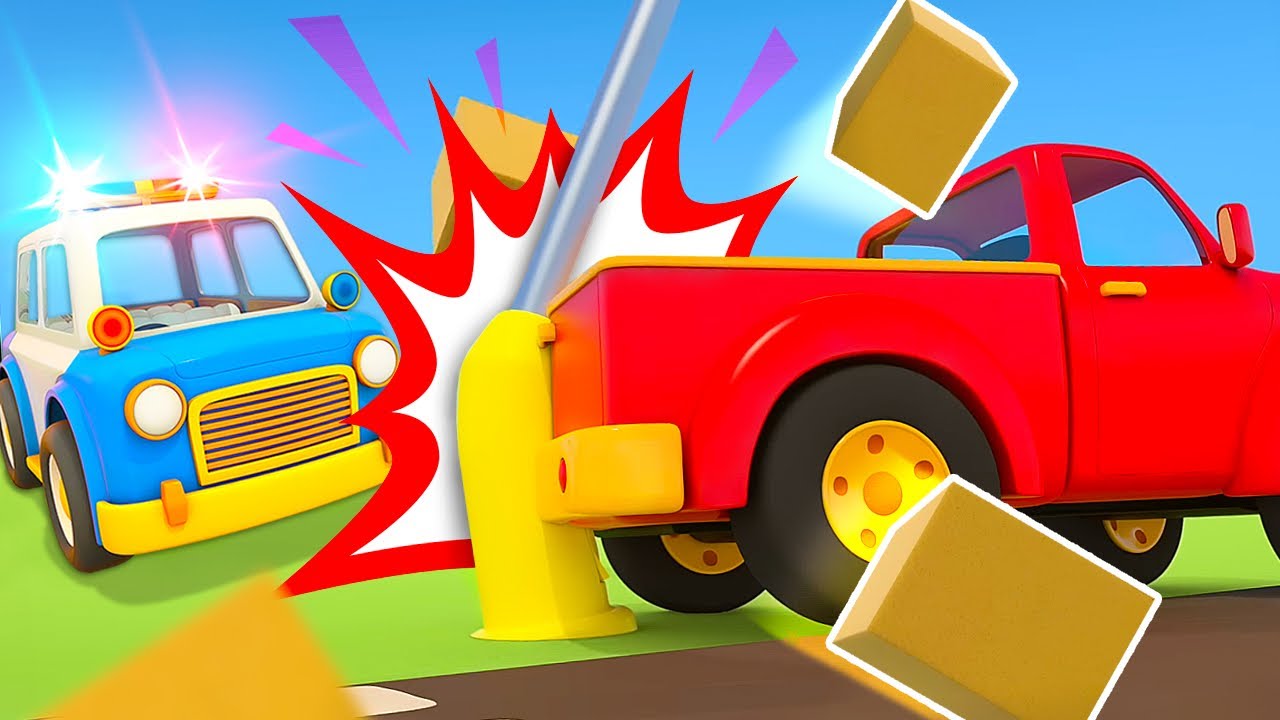 Helper Cars & the pickup truck for kids. The police car cartoon for kids. Street vehicles for kids. смотреть онлайн