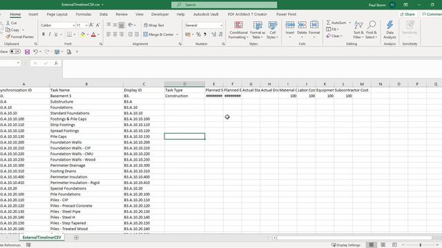 Navisworks Insert Timeliner from CSV file