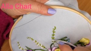 Часть 4. Анютины глазки в корзинке.Вышивка лентами.Травка и полевые цветы.14 апреля 2021 г.