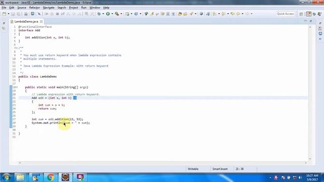Lambda expression example with return keyword | Lambda expression in Java | Java Lambda expressions