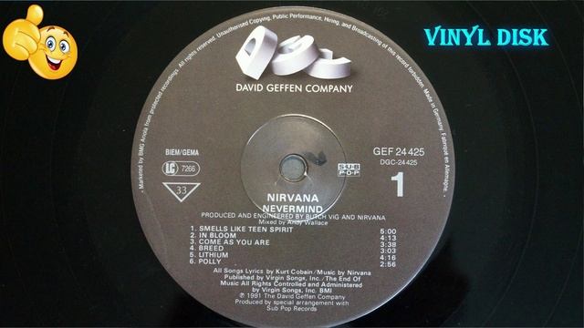 Smells Like Teen Spirit - Nirvana 1991 "Nevermind" Vinyl Disk 12" Longplay 33rpm 4K Hard Rock Musik