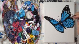 Blue Morpho Butterfly  - Acrylic painting / Homemade Illustration (4k)