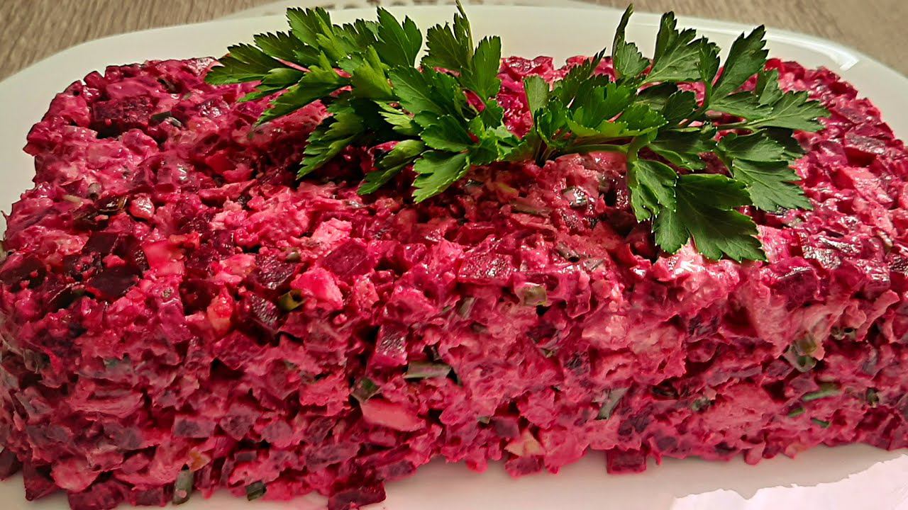 Салат из свеклы, куриной грудки, орехов без майонеза смотреть онлайн