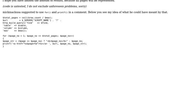 Code Review: URL & HTML encodings on pagination (3 Solutions!!)