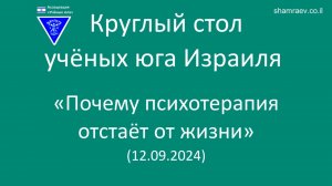 Круглый стол учёных юга Израиля «Почему психотерапия отстаёт от жизни» (2024)