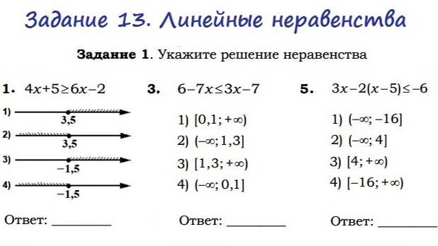 Задание 13. Линейные неравенства