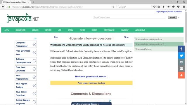 What happens when Hibernate Entity bean has no no-args constructor?
| javapedia.net смотреть онлайн