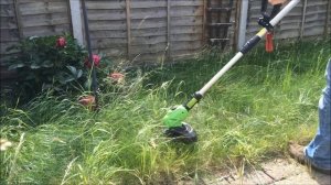 COOCHEER Cordless Grass Trimmer. Cordless power for easy gardening!