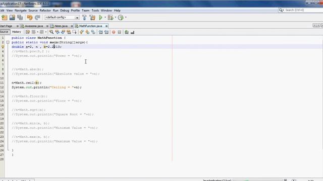 Java Programming- How to use math class functions or methods tutorial