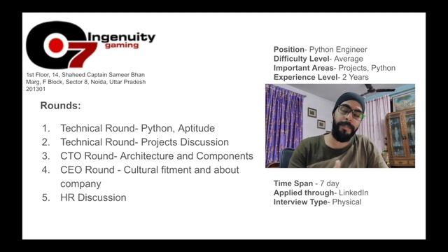 Ingenuity Gaming Interview Experience | Python Developer | Senior Game Developer | In Hindi