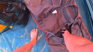Обзор палатки Outventure Camper 3+2. Пять мест. Две двери, две комнаты и тамбур с полом.