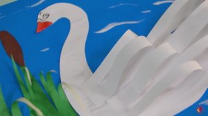 АППЛИКАЦИЯ «ЛЕБЕДИ НА ОЗЕРЕ» | АППЛИКАЦИЯ ИЗ ЦВЕТНОЙ БУМАГИ | ХУДОЖЕСТВЕННАЯ РОСПИСЬ