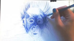 Как нарисовать орангутанга шариковой ручкой.How to draw an orangutan with a ballpoint pen