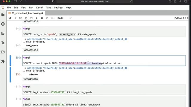 Database Essentials - Predefined Functions - Dealing with Unix Timestamp or epoch