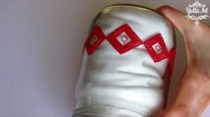 Новогодний подсвечник из стеклянной банки! Имитация кружевной тесьмы, роспись и декор. МК Ютты Арт.