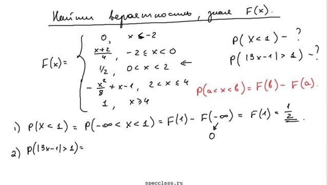 Пример 61. Найти вероятность по функции распределения