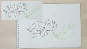 Рисуем сухопутную черепашку цветными карандашами | Урок рисования для детей от 5-ти лет