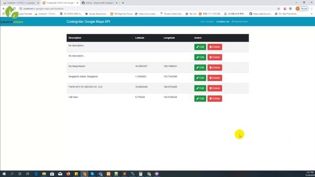 How to codeigniter crud with google maps API