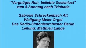 Bach Kantate BWV 170 Vergnügte Ruh, beliebte Seelenlust, Mathieu Lange