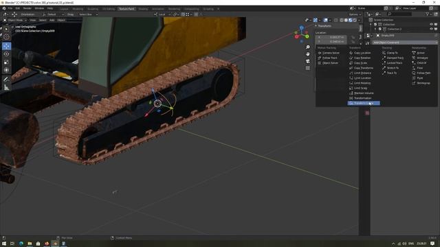 Риг экскаватора в Blender. Часть 5. Гусеничный ход. / Rigging excavator. Part 5. Rigging tracks.