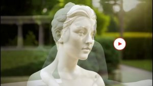 Art: beautiful plaster statue in garden