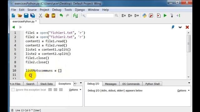 Exercice python - Liste des mots communs à deux fichiers