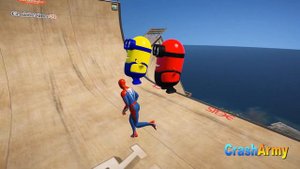 GTA 5 Gameplay Ragdolls RED SPIDERMAN VS RED MINION VS GREEN MINION (Euphoria Physics & Funny Fails
