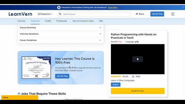 2 Free Python Online Courses in Tamil