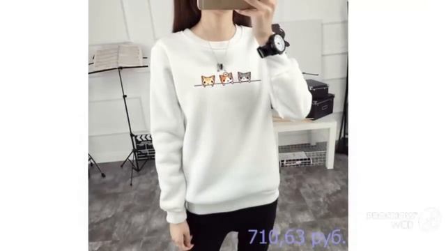 #Женская одежда на #AliExpress Симпатичная толстовка из флиса смотреть онлайн