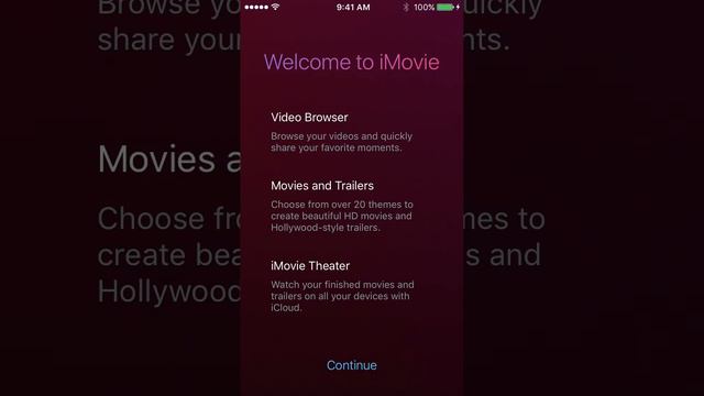 iMovie First Time Setup iOS 10 Ambience Concept