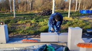 углы первого ряда дома из газобетона, #строимсами #дача #домизгазобетона