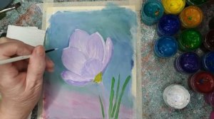 Крокус. Зарисовка  гуашью.