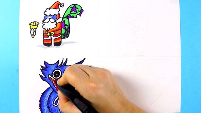 Поезд пожиратель, Санта Клаус - Амонг Ас, Хаги Ваги и Спанч Боб | How to draw смотреть онлайн