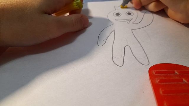 Нарисовал Блу из игры радужные друзья. смотреть онлайн