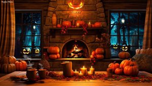 Cozy Autumn Halloween House 🎃 Scary Halloween Music 👻 Halloween Night Ambience