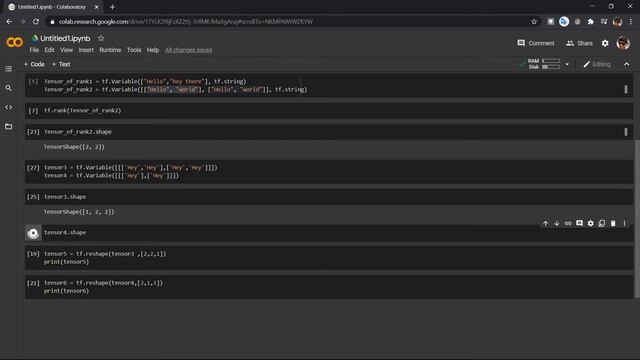 TensorFlow2.0 -Shape and Reshape Tensors Vectors.