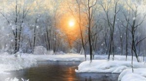 Лесная речка зимой. Новогодний футаж. Зимний футаж. Красивый футаж для видео. Видеофон.