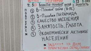 ВОЗРАСТНО-ПОЛОВОЙ СОСТАВ И ЗАНЯТОСТЬ, УРОК 13й. ГЕОГРАФИЯ 10 кл