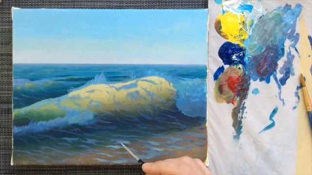 Уроки рисования. Как рисовать акриловыми красками. Рисуем морскую волну акрилом. Море.