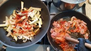 Как приготовить вкусные спагетти!!!! ?Паста с баклажаном и курицей !!!