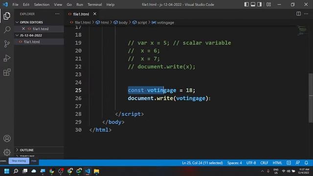 JavaScript| Basic Syntax| Part - 1  | Code Window | 2022