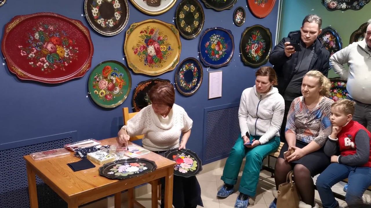 Жостово демонстрация росписи подноса смотреть онлайн