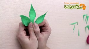 Листья из гофрированной бумаги для букета из конфет мастер-класс